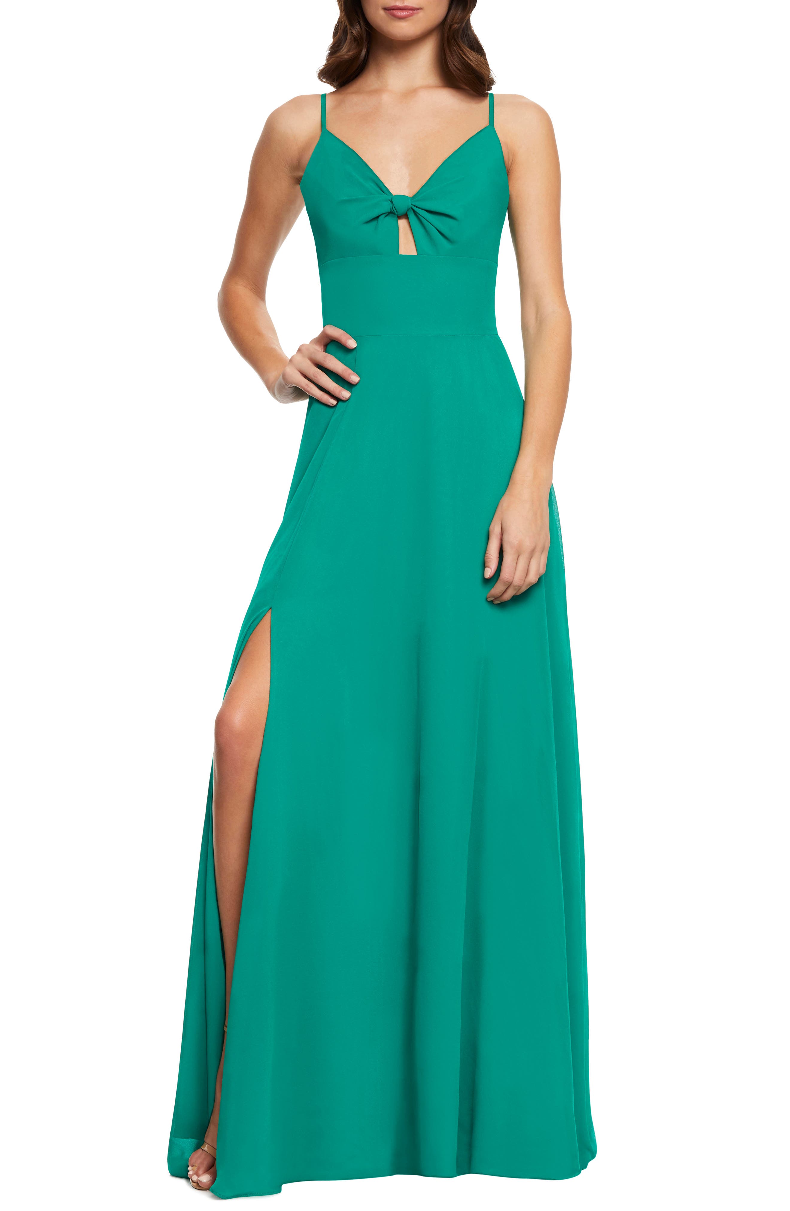 Dress The Population Cambria Tie Bodice Evening Dress, Green
