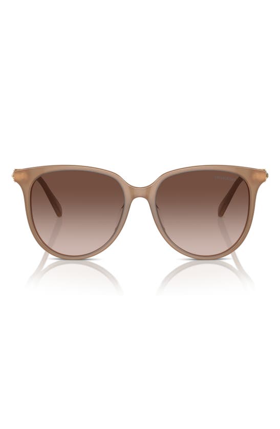 Swarovski 56mm Gradient Round Sunglasses In Opal Beige