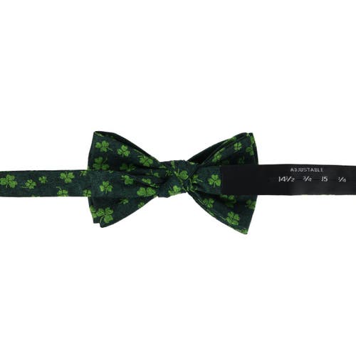 Trafalgar Green Shamrock Novelty Silk Bow Tie In Green