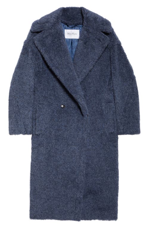 Shop Max Mara Teddy Bear Icon Alpaca, Virgin Wool & Silk Coat In Blue Jeans