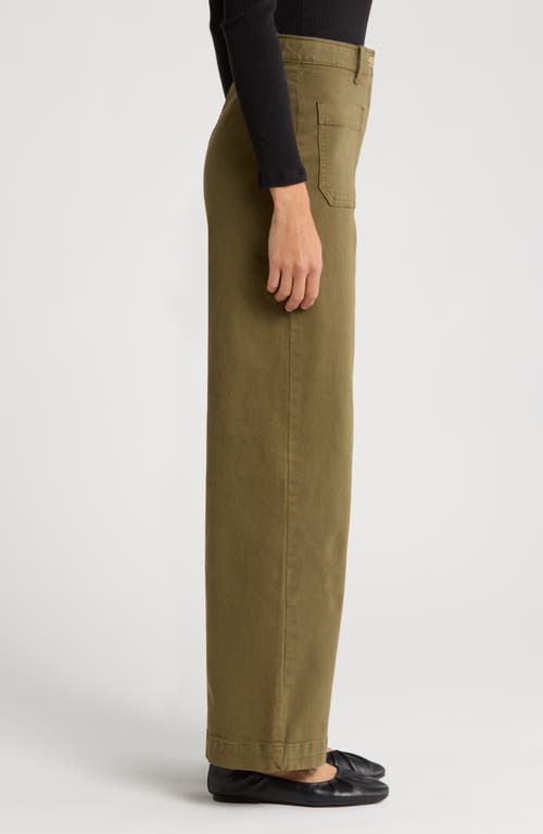 Shop Caslonr Caslon(r) Ultra High Waist Patch Pocket Wide Leg Pants In Olive Burnt