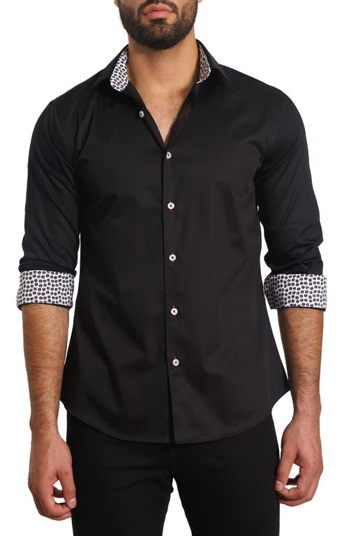 Jared Lang Trim Fit Solid Button-Up Shirt Black at Nordstrom,