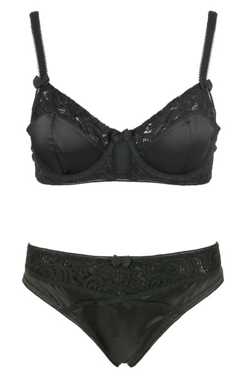 Shop Love, Vera Satin Lace Underwire Bra In Black