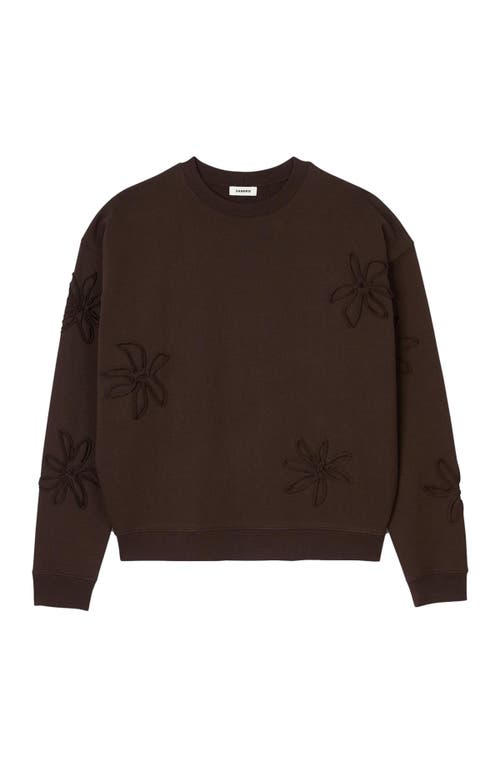 Shop Sandro Oversized Floral Sweatshirt In Chocolate