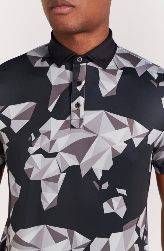 Shop Redvanly Bond Origami Print Polo In Black
