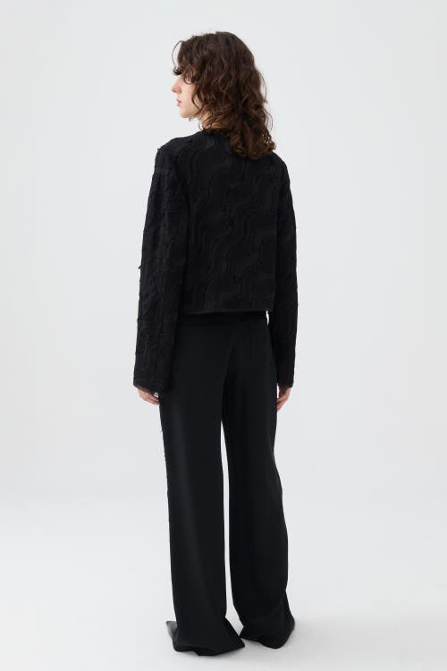 Shop Nocturne Jacquard Wide Leg Pants In Black