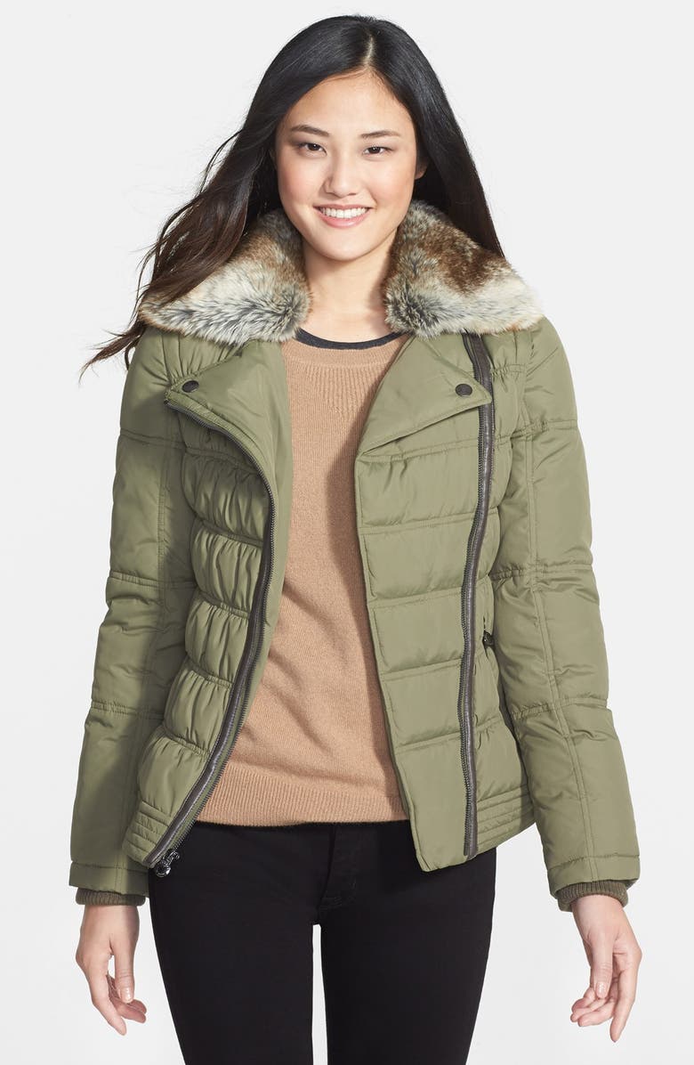Laundry by Design Quilted Puffer Coat with Faux Fur Collar and Zip-Off ...