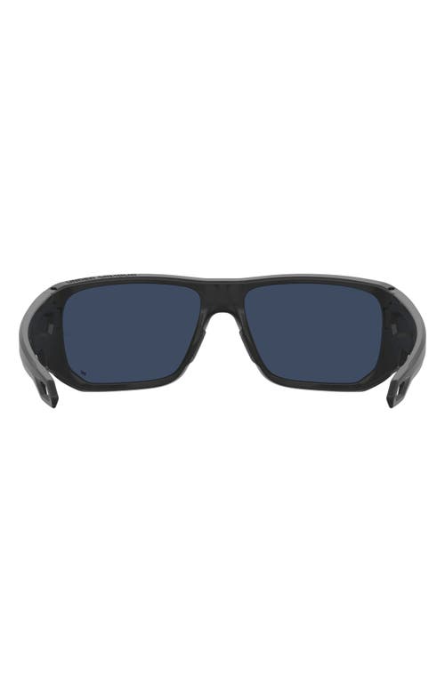Under Armour Attack 2 63mm Wrap Sunglasses In Black/grey Blue Silver Polar