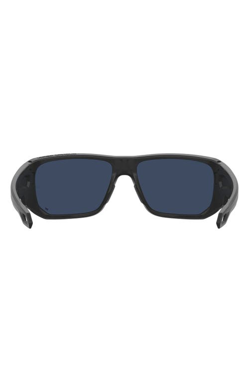 Shop Under Armour Attack 2 63mm Wrap Sunglasses In Black/grey Blue Silver Polar