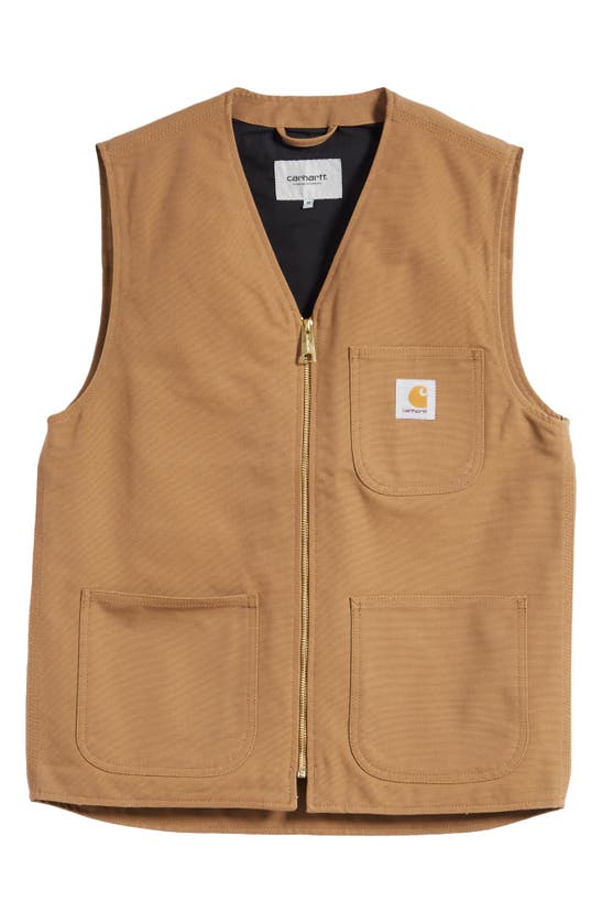 Shop Carhartt Arbor Organic Cotton Zip Vest In Hamilton Brown Rigid