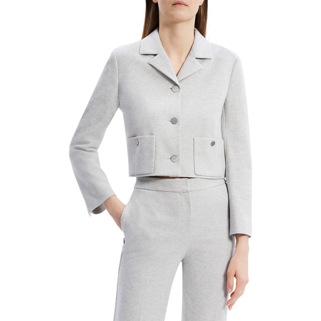 Theory Boxy Crop Jacket In Light Grey Melange