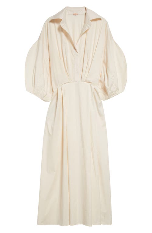 Shop Johanna Ortiz Sierra Blanca Long Sleeve Silk Maxi Shirtdress In Ecru