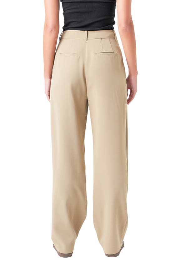 Shop Grey Lab High Waist Wide Leg Pants In Khaki