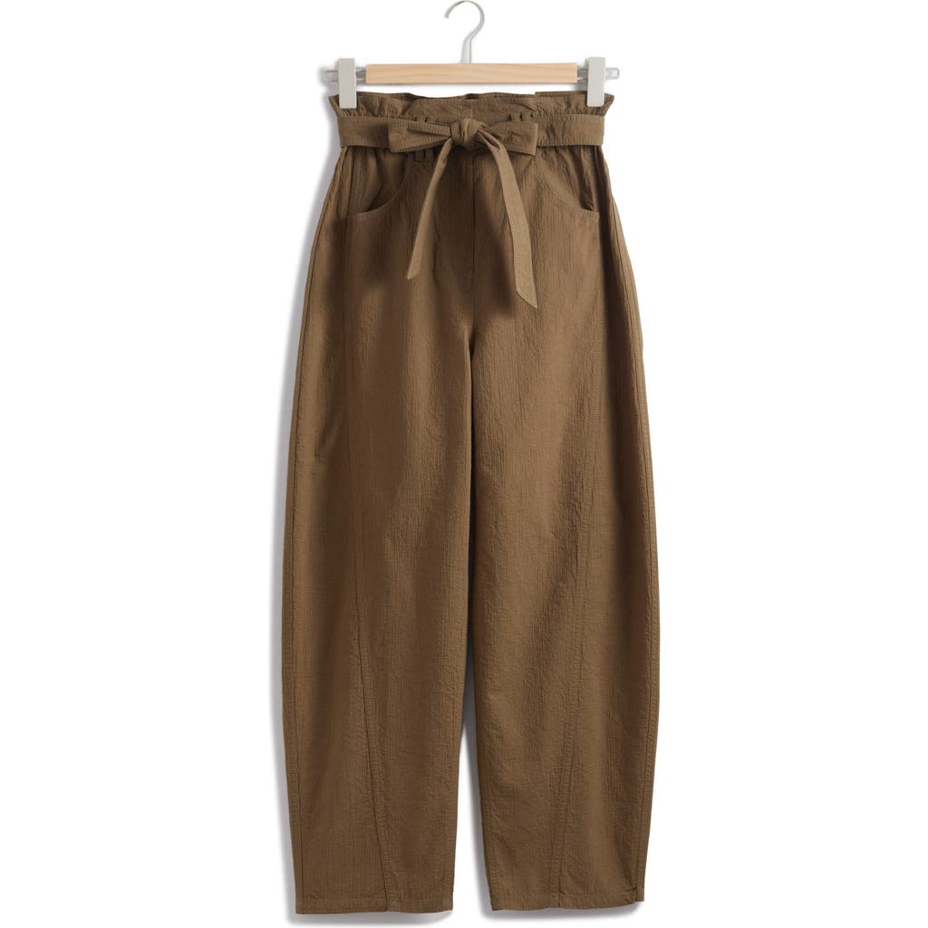 & Other Stories Belted Wide Leg Ankle Pants In Beige Dark