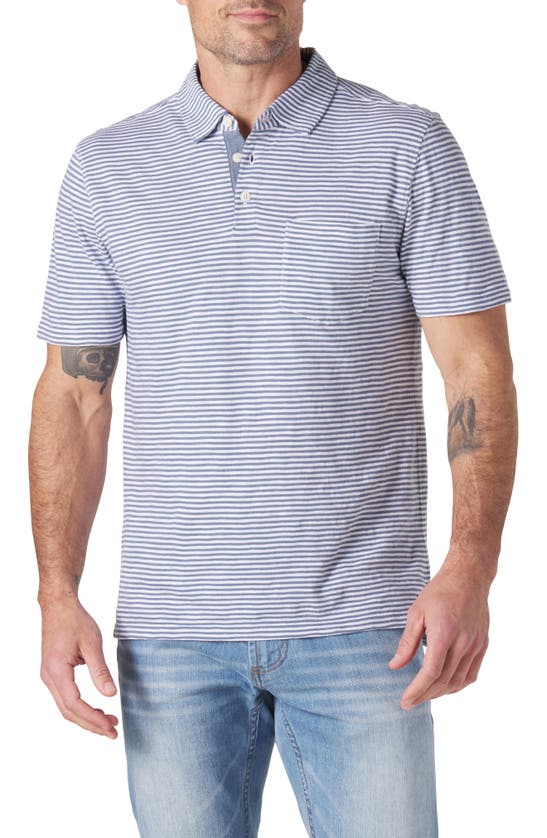 Shop The Normal Brand Slub Pocket Polo In Blue Stripe