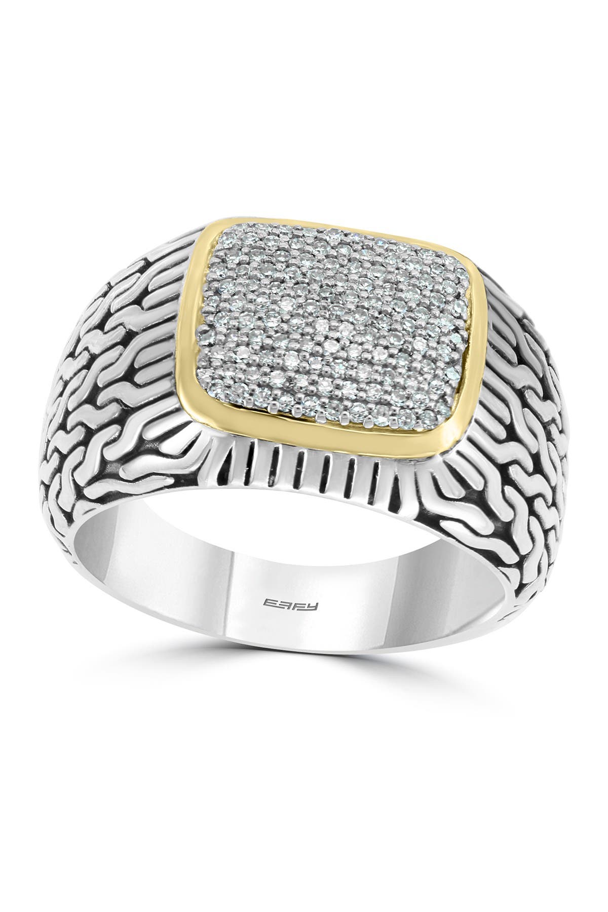 Effy Sterling Silver & 14k Yellow Gold Diamond Ring In White