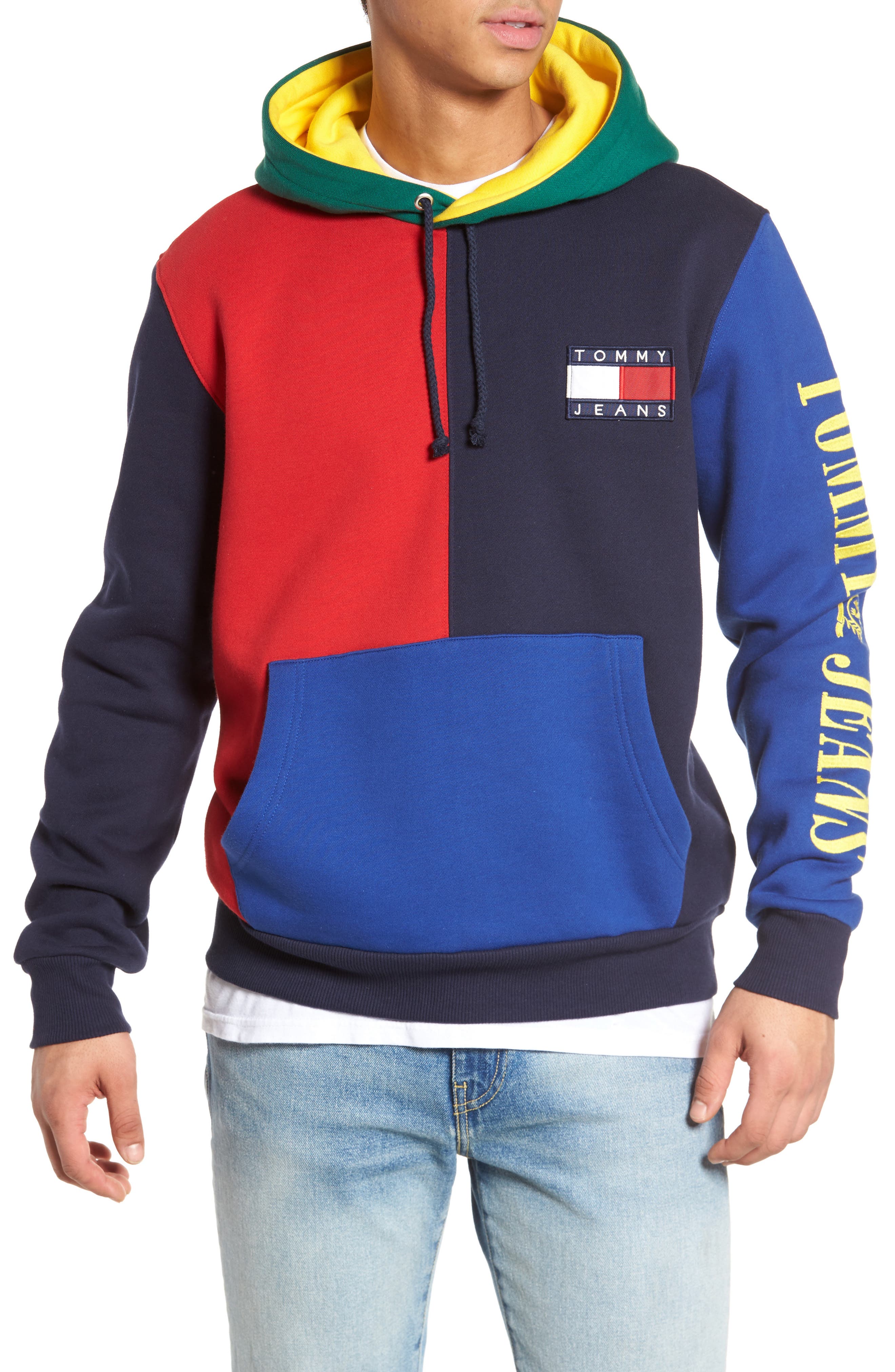 90s color block hoodie