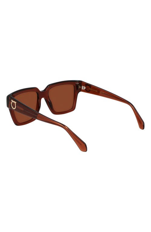 Shop Ferragamo Gancini 54mm Rectangular Sunglasses In Transparent Brown