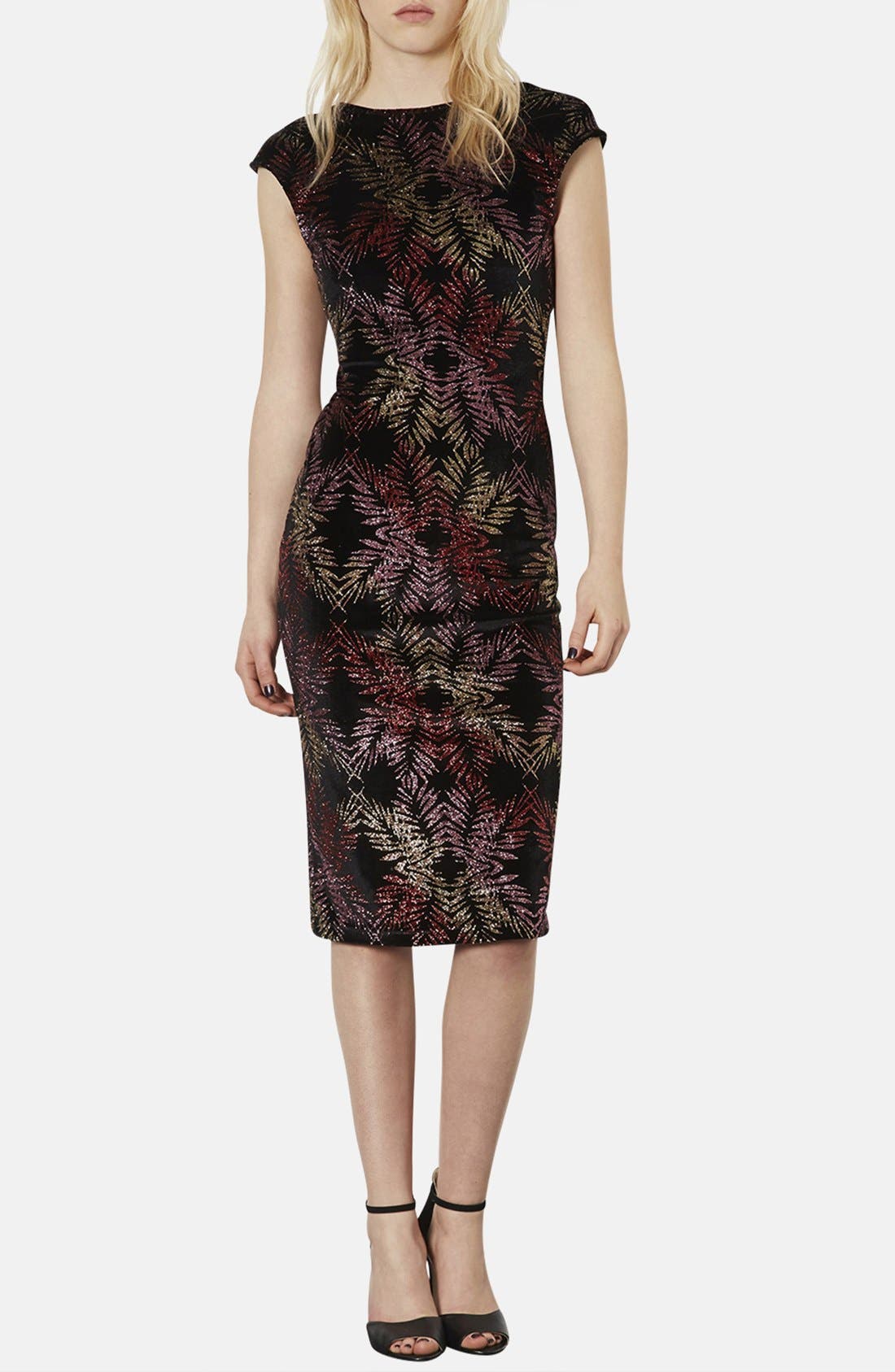 Glitter Leaf Jersey Midi Dress Nordstrom