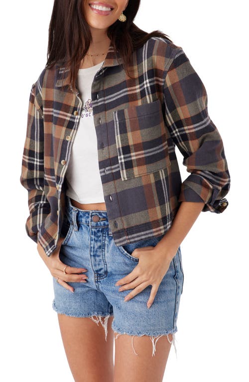 Shop O'neill Roy Crop Flannel Button-up Shirt In Tobacco Brown