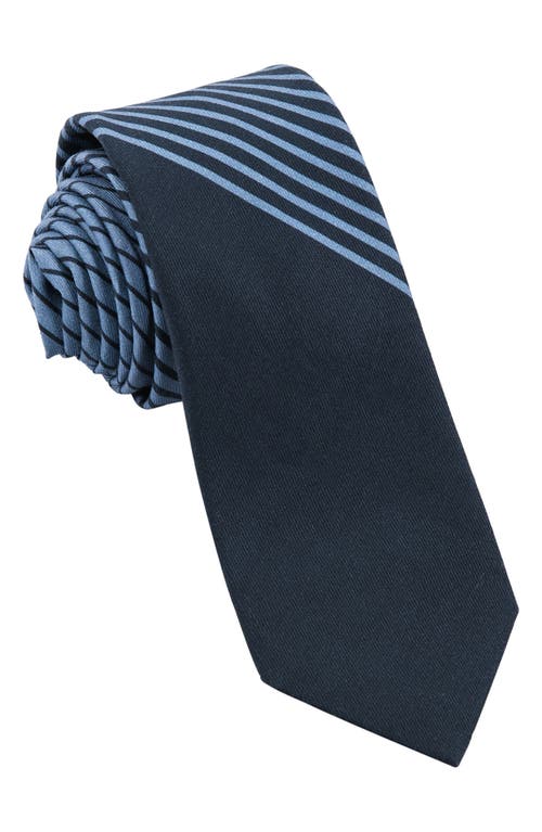 Shop Brooklyn Brigade Variegated Stripe Cotton Tie In Navy/blue