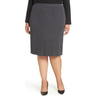 Plus Size Ming Wang Straight Skirt, Grey