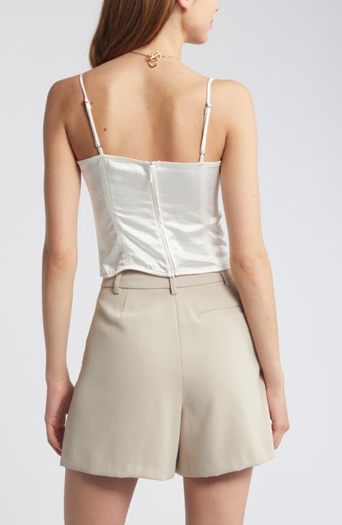 Shop Open Edit Satin Corset Camisole In Ivory Cloud