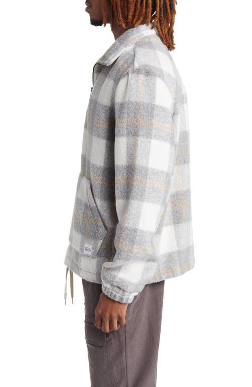 Shop Native Youth Check Brushed Quarter Zip Pullover In Grey