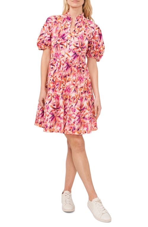 CeCe Printed Tiered Babydoll Dress New Ivory at Nordstrom,