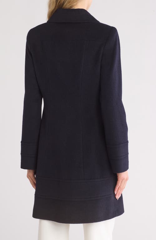 Fleurette Wool Blend Fit & Flare Coat In Navy