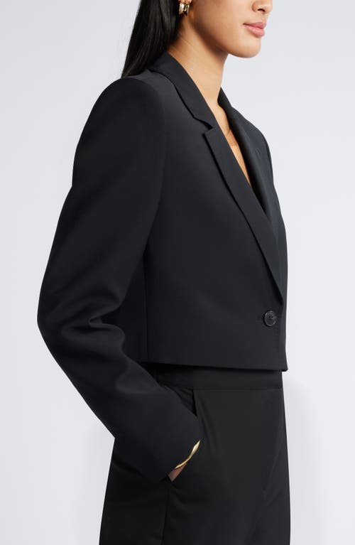 Shop Nordstrom Crop Wool Blend Blazer In Black