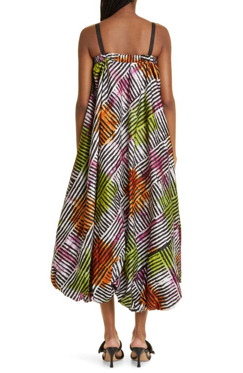 Shop Busayo Ayo Print Balloon Hem Dress In Orange/lime/pink