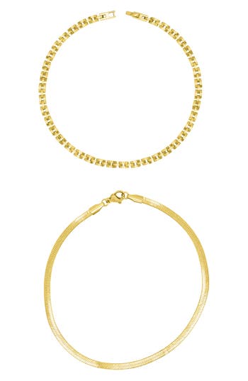 Adornia Two-piece Anklet Set In Gold