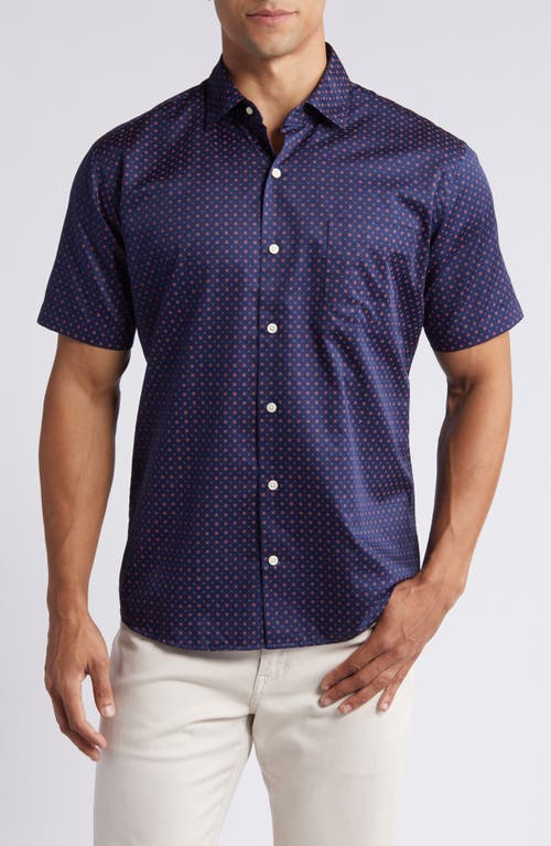 Peter Millar Palmico Neat Short Sleeve Cotton Button-Up Shirt Clay Rose at Nordstrom,