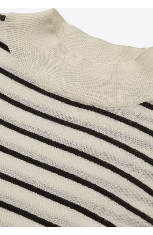 Shop Blk Dnm Stripe Wool & Silk Sweater In White