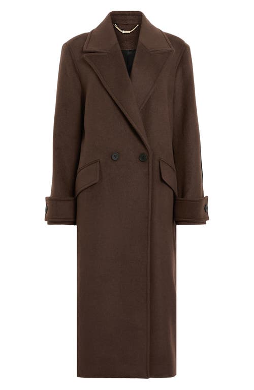 Shop Allsaints Mabel Double Breasted Coat In Sugar Brown