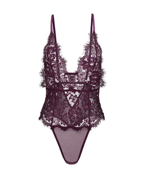 Shop Adore Me Anushka Bodysuit Lingerie In Dark Purple