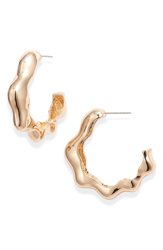Shop Open Edit Wavy Molten Hoop Earrings In Gold