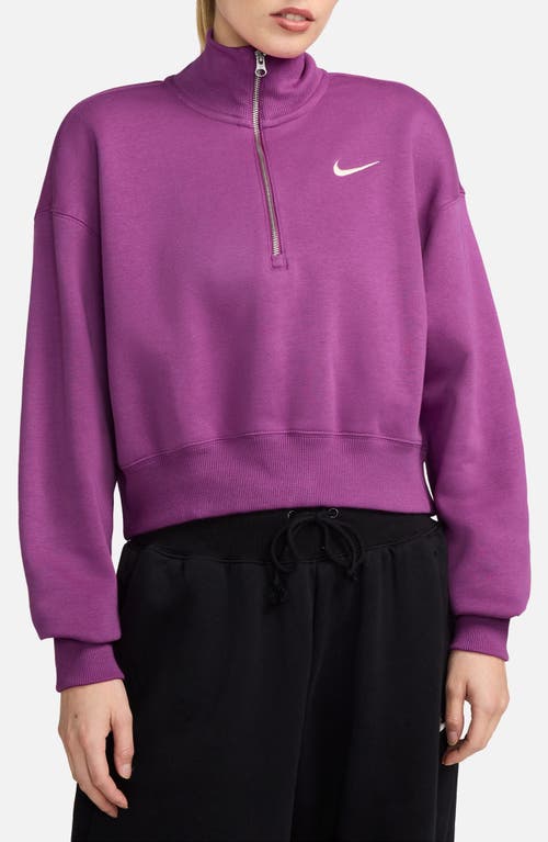 Shop Nike Sportswear Phoenix Fleece Crop Sweatshirt In Hot Fuchsia/sail