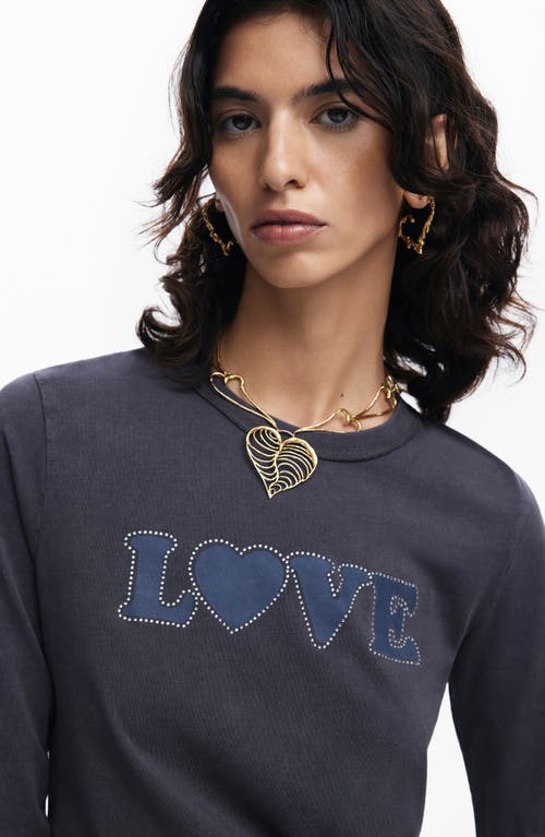 Desigual I Love  T-shirt In Black