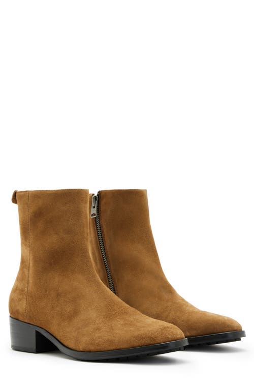 Shop Allsaints Bonham Suede Zip Boot In Tobacco