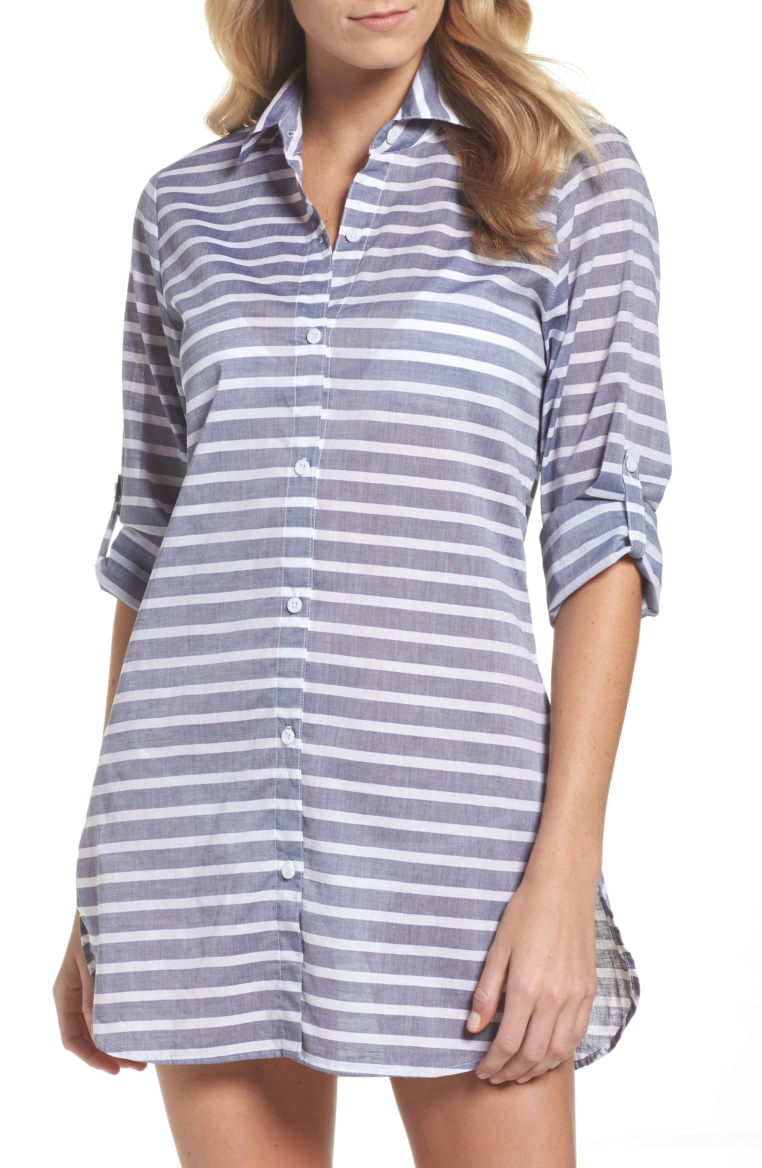 Tommy Bahama Brenton Stripe Boyfriend Shirt CoverUp Nordstrom