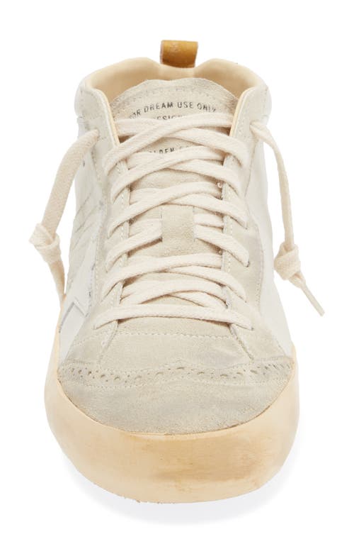 Golden Goose Mid Star 2 Leather Sneaker In Optic White/ivory/ocean Blue