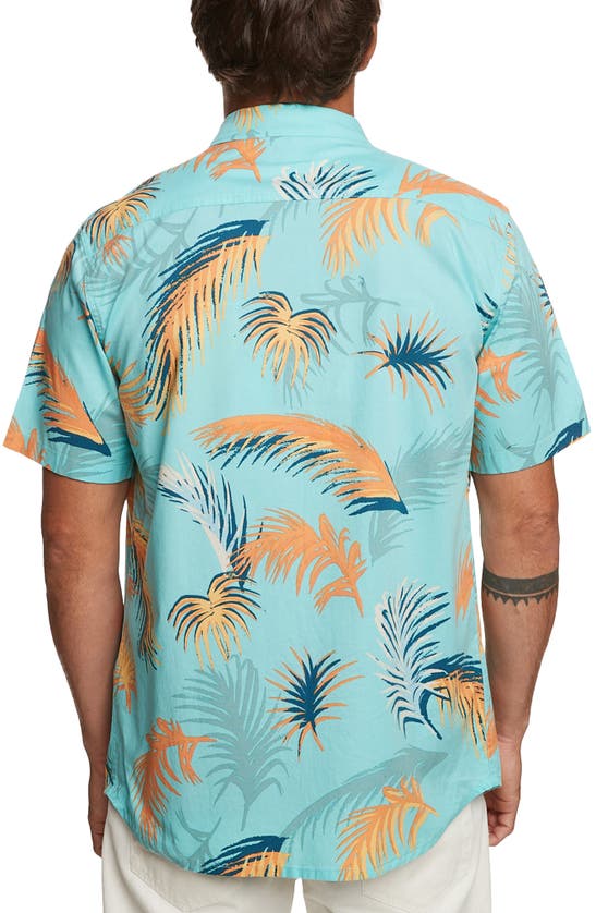 Shop Quiksilver Tropical Glitch Short Sleeve Organic Cotton Button-up Shirt In Angel Blue