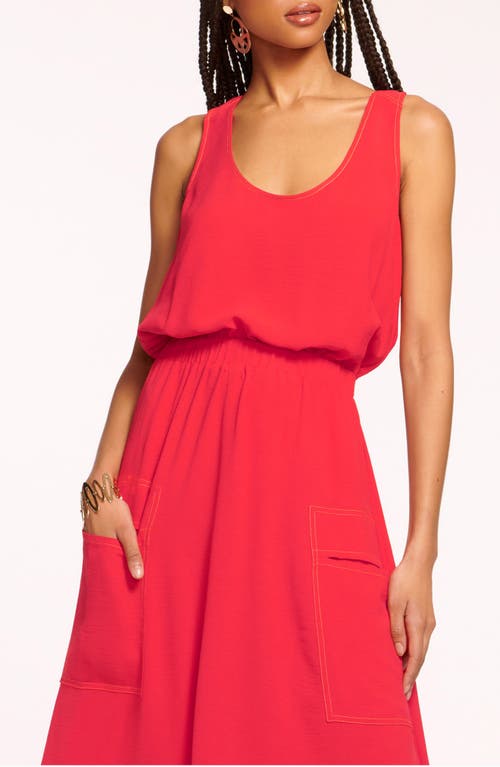 Shop Ramy Brook Hallie Sleeveless Handkerchief Hem Dress In Flame