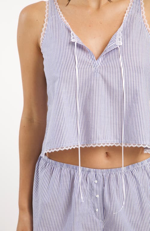 Andine Vivi Striped Lace-trim Cotton Tank In Navy