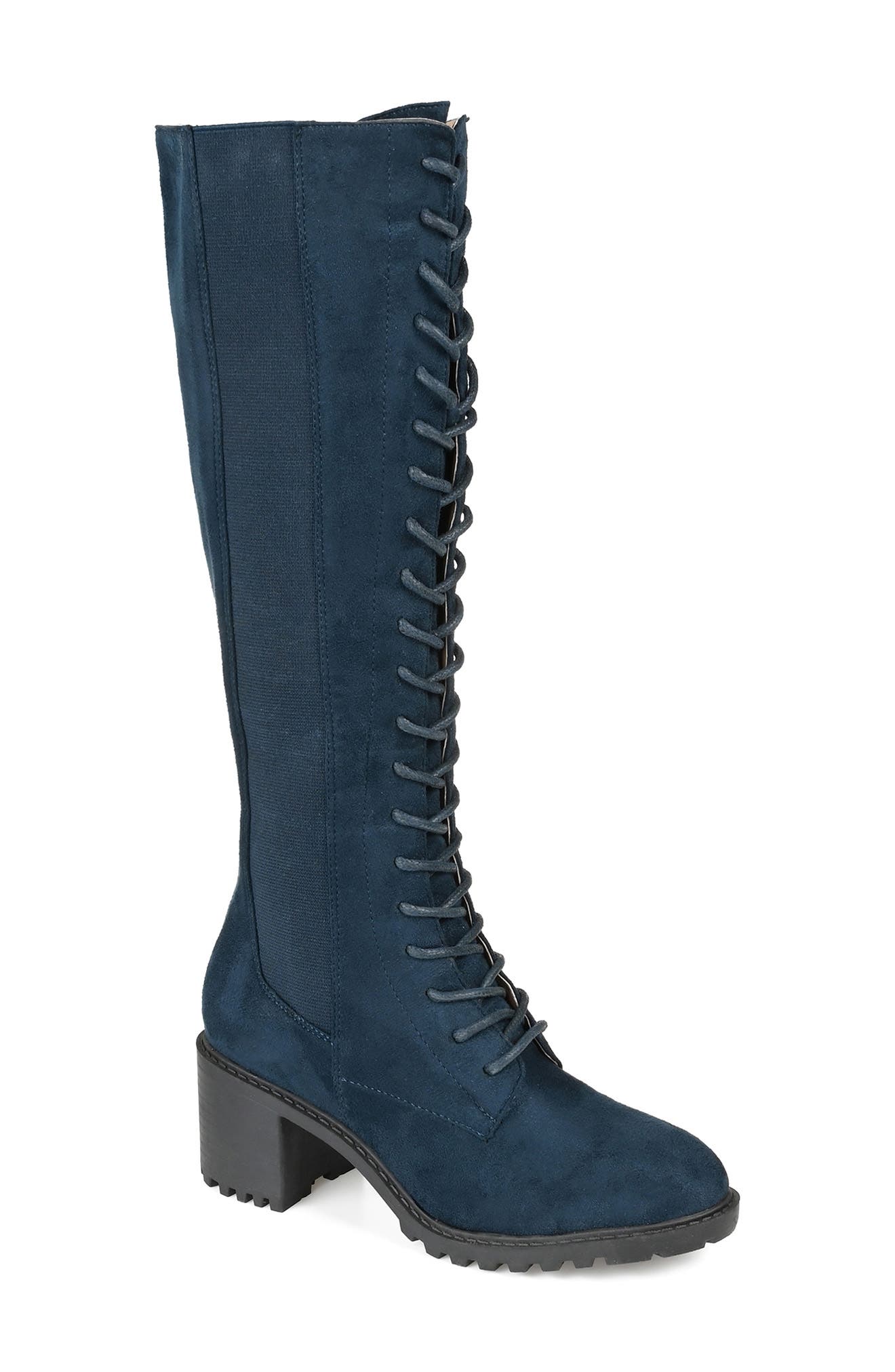 navy wide calf boots