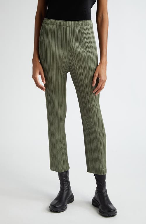 Pleats Please Issey Miyake Monthly Colors January Pleated Crop Pants Steel Green at Nordstrom,
