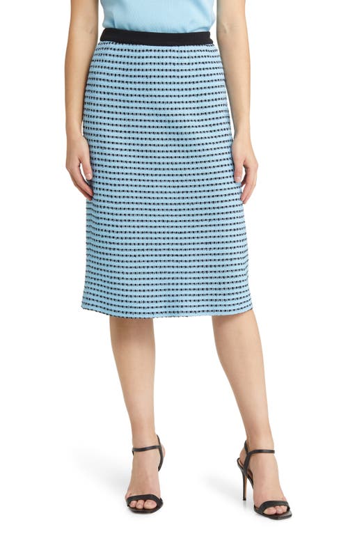 Ming Wang Striped Pull-On Pencil Skirt in Serene/Black