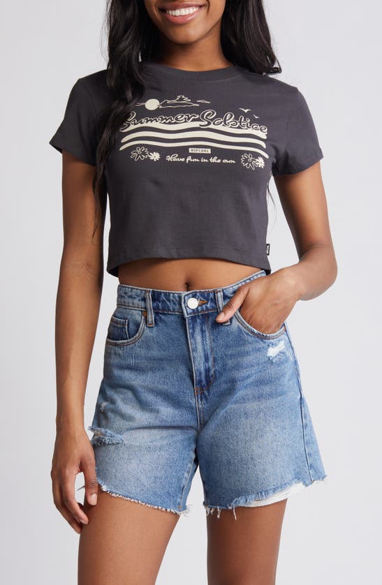 Shop Rip Curl Solstice Crop Graphic T-shirt In Washed Black